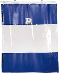 TMI, LLC - 6' Door Width x 8' Door Height PVC Solid with Vision Panel (Style) Industrial Curtain Kit - Blue/Clear - Benchmark Tooling