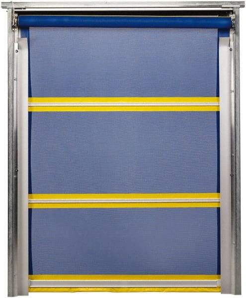 TMI, LLC - 8' Door Width x 8' Door Height PVC Mesh Bug Screen & In-Tube Motorized (Style) Roll Up Dock Screen - Blue/Yellow - Benchmark Tooling