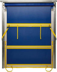 TMI, LLC - 10' Door Width x 10' Door Height PVC Mesh Bug Screen & Spring Loaded Manuel (Style) Roll Up Dock Screen - Blue/Yellow - Benchmark Tooling