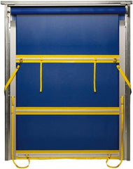 TMI, LLC - 6' Door Width x 8' Door Height PVC Mesh Bug Screen & Spring Loaded Manuel (Style) Roll Up Dock Screen - Blue/Yellow - Benchmark Tooling