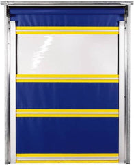 TMI, LLC - 8' Door Width x 8' Door Height PVC Solid with Vision Panel & In-Tube Motorized (Style) Roll Up Dock Screen - Blue/Yellow/Clear - Benchmark Tooling