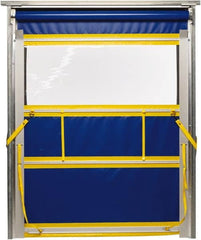 TMI, LLC - 10' Door Width x 12' Door Height PVC Solid with Vision Panel & Spring Loaded Manual (Style) Roll Up Dock Screen - Blue/Yellow/Clear - Benchmark Tooling