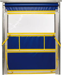 TMI, LLC - 8' Door Width x 10' Door Height PVC Solid with Vision Panel & Spring Loaded Manual (Style) Roll Up Dock Screen - Blue/Yellow/Clear - Benchmark Tooling