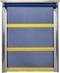 TMI, LLC - 12' Door Width x 12' Door Height PVC Mesh Bug Screen & In-Tube Motorized (Style) Roll Up Dock Screen - Blue/Yellow - Benchmark Tooling