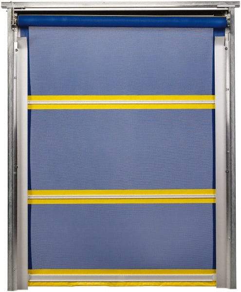 TMI, LLC - 10' Door Width x 12' Door Height PVC Mesh Bug Screen & In-Tube Motorized (Style) Roll Up Dock Screen - Blue/Yellow - Benchmark Tooling