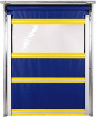 TMI, LLC - 8' Door Width x 10' Door Height PVC Solid with Vision Panel & In-Tube Motorized (Style) Roll Up Dock Screen - Blue/Yellow/Clear - Benchmark Tooling