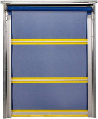 TMI, LLC - 10' Door Width x 10' Door Height PVC Mesh Bug Screen & In-Tube Motorized (Style) Roll Up Dock Screen - Blue/Yellow - Benchmark Tooling
