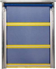 TMI, LLC - 8' Door Width x 10' Door Height PVC Mesh Bug Screen & In-Tube Motorized (Style) Roll Up Dock Screen - Blue/Yellow - Benchmark Tooling