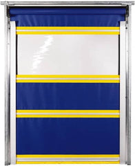 TMI, LLC - 12' Door Width x 12' Door Height PVC Solid with Vision Panel & In-Tube Motorized (Style) Roll Up Dock Screen - Blue/Yellow/Clear - Benchmark Tooling