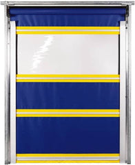 TMI, LLC - 10' Door Width x 12' Door Height PVC Solid with Vision Panel & In-Tube Motorized (Style) Roll Up Dock Screen - Blue/Yellow/Clear - Benchmark Tooling