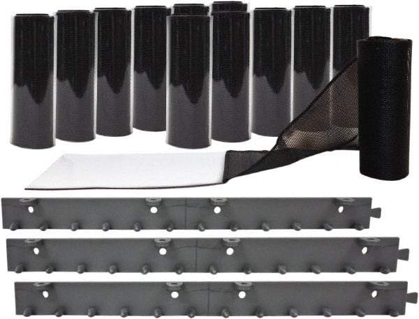 Aleco - 6' Door Width x 8' Door Height Vinyl Clear Smooth Mesh Insect Barrier - Black Top & Clear Bottom - Benchmark Tooling