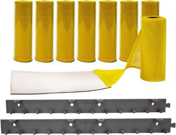 Aleco - 4' Door Width x 7' Door Height Vinyl Clear Smooth Mesh Insect Barrier - Yellow Top & Clear Bottom - Benchmark Tooling