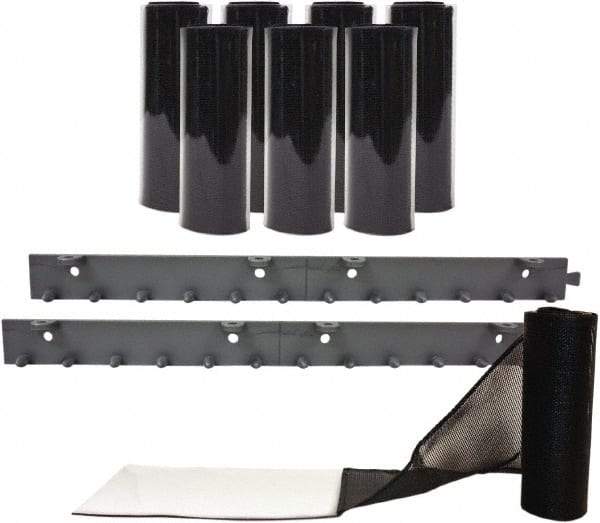 Aleco - 4' Door Width x 7' Door Height Vinyl Front Base Strip (Style) Mesh Insect Barrier - Black Top & Clear Bottom - Benchmark Tooling