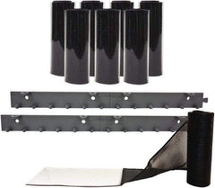 Aleco - 4' Door Width x 7' Door Height Vinyl Front Base Strip (Style) Mesh Insect Barrier - Black Top & Clear Bottom - Benchmark Tooling