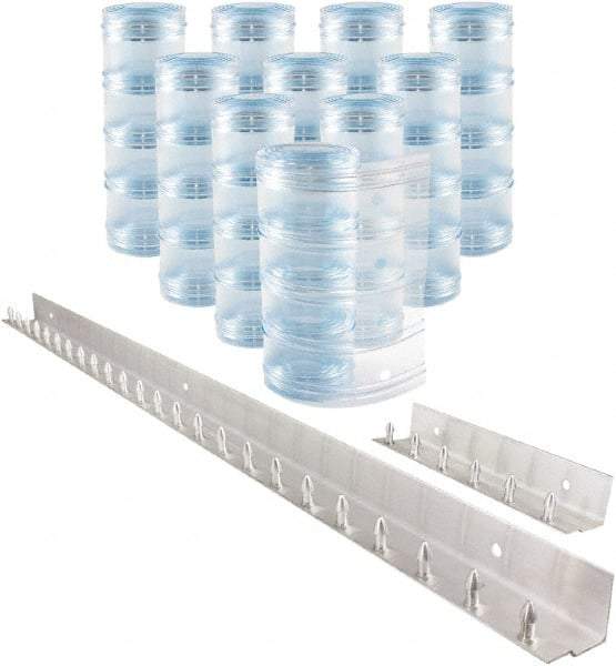 Aleco - 5' Door Width x 8' Door Height PVC Clear Ribbed Strip Door Kit - Clear - Benchmark Tooling