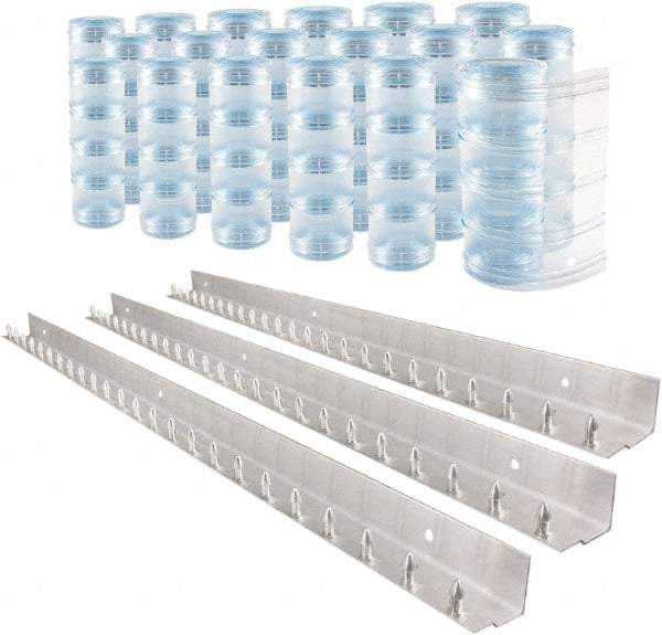 Aleco - 12' Door Width x 12' Door Height PVC Clear Ribbed Strip Door Kit - Clear - Benchmark Tooling