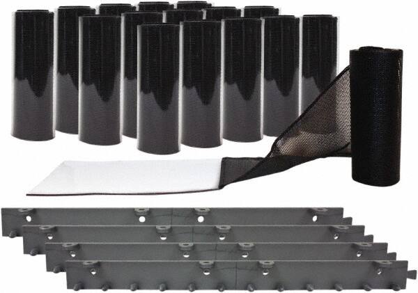 Aleco - 8' Door Width x 8' Door Height Vinyl Smooth Mesh Insect Barrier - Black Top & Clear Bottom - Benchmark Tooling