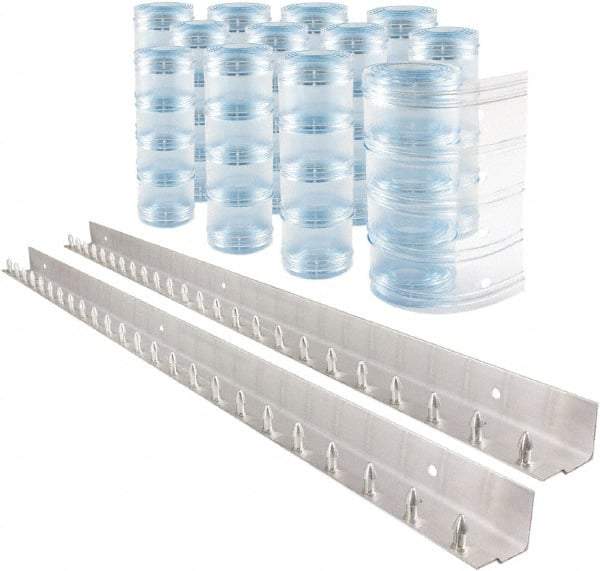 Aleco - 8' Door Width x 10' Door Height PVC Clear Ribbed Strip Door Kit - Clear - Benchmark Tooling