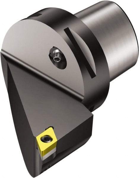 Sandvik Coromant - Right Hand Cut, Size C6, DCMT 3(2.5)2 Insert Compatiblity, Modular Turning & Profiling Cutting Unit Head - 45mm Ctr to Cutting Edge, 65mm Head Length, Through Coolant, Series CoroTurn 107 - Benchmark Tooling