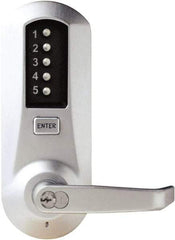 Kaba Access - Combination Entry Lever Lockset with Key Override - 2-3/4" Back Set, No Cylinder, Zamak3, Satin Chrome Finish - Benchmark Tooling