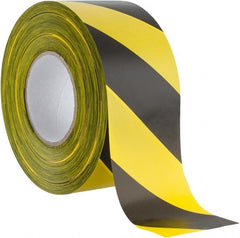 PRO-SAFE - 1000 Ft. Long x 3 Inch Wide Roll, Polyethylene, Black and Yellow, Barricade and Flagging Tape - Benchmark Tooling