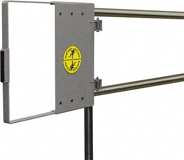 FabEnCo - Carbon Steel Self Closing Rail Safety Gate - Fits 36 to 42" Clear Opening, 1-1/2" Wide x 22" Door Height, 34 Lb, Gray - Benchmark Tooling