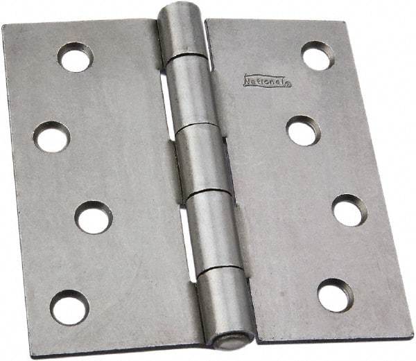 National Mfg. - 4" Wide x 4" High, Steel, Square Corner Residential Hinge - Zinc Plated - Benchmark Tooling