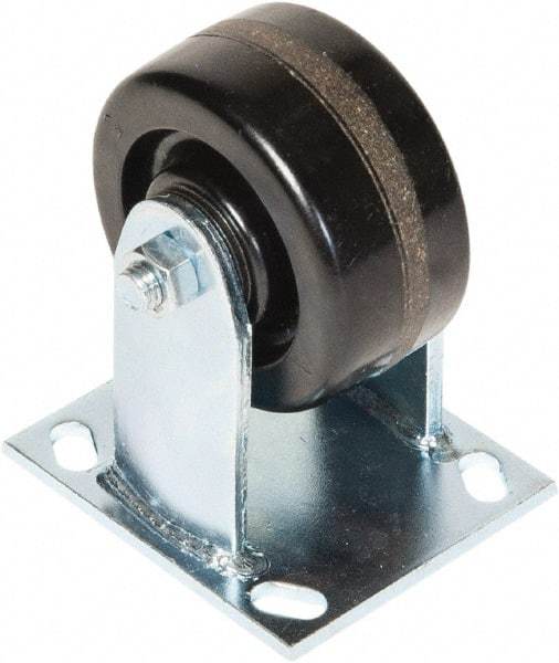 Greenlee - 4" Diam x 2" Wide x 5-5/8" OAH Top Plate Mount Rigid Caster - Phenolic, 800 Lb Capacity, 4 x 4-1/2" Plate - Benchmark Tooling