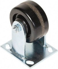 Greenlee - 4" Diam x 2" Wide x 5-5/8" OAH Top Plate Mount Rigid Caster - Phenolic, 800 Lb Capacity, 4 x 4-1/2" Plate - Benchmark Tooling