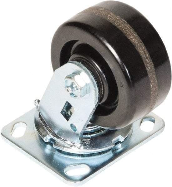 Greenlee - 4" Diam x 2" Wide x 5-5/8" OAH Top Plate Mount Swivel Caster - Phenolic, 800 Lb Capacity, 2-3/4 x 3-1/2" Plate - Benchmark Tooling