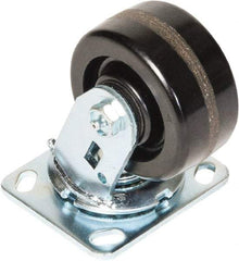 Greenlee - 4" Diam x 2" Wide x 5-5/8" OAH Top Plate Mount Swivel Caster - Phenolic, 800 Lb Capacity, 2-3/4 x 3-1/2" Plate - Benchmark Tooling