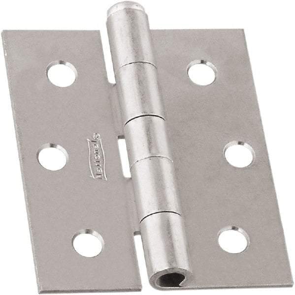 National Mfg. - 3" Long x 2-1/2" Wide, Non-Spring/Non Self-Closing Hinge - Steel, Zinc Plated Finish - Benchmark Tooling