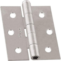 National Mfg. - 3" Long x 2-1/2" Wide, Non-Spring/Non Self-Closing Hinge - Steel, Zinc Plated Finish - Benchmark Tooling