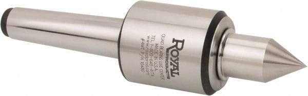 Royal Products - MT3 Morse Taper, 1.7" Head Diam Live Center - 6,000 Max RPM, 2.12" Head Length, 0.88" Point Diam, 1-3/4" Point Len, 465 Lb Max Workpc, Long Point - Benchmark Tooling