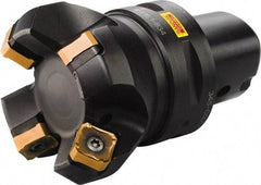 Sandvik Coromant - 50mm Cut Diam, 50mm Arbor Hole, 6mm Max Depth of Cut, 45° Indexable Chamfer & Angle Face Mill - 4 Inserts, 345R-13T5 Insert, Right Hand Cut, Through Coolant, Series CoroMill 345 - Benchmark Tooling