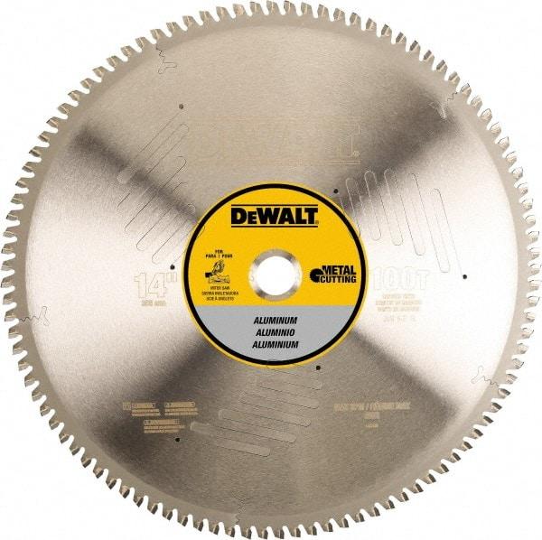 DeWALT - 14" Diam, 1" Arbor Hole Diam, 100 Tooth Wet & Dry Cut Saw Blade - Steel, Crosscutting Action, Standard Round Arbor - Benchmark Tooling