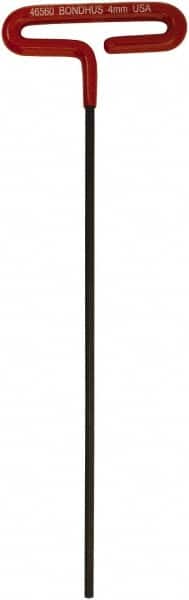 Bondhus - 4mm Hex, T-Handle Cushion Grip, Hex Key - 246mm OAL, Metric System of Measurement - Benchmark Tooling