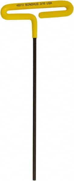 Bondhus - 3/16" Hex, T-Handle Cushion Grip, Hex Key - 248mm OAL, Inch System of Measurement - Benchmark Tooling