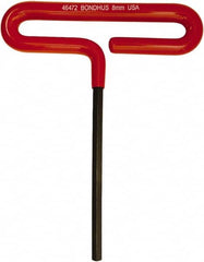Bondhus - 8mm Hex, T-Handle Cushion Grip, Hex Key - 187mm OAL, Metric System of Measurement - Benchmark Tooling