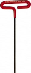Bondhus - 4mm Hex, T-Handle Cushion Grip, Hex Key - 170mm OAL, Metric System of Measurement - Benchmark Tooling