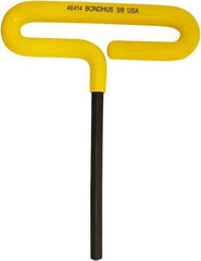 Bondhus - 3/8" Hex, T-Handle Cushion Grip, Hex Key - 191mm OAL, Inch System of Measurement - Benchmark Tooling