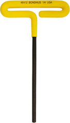 Bondhus - 1/4" Hex, T-Handle Cushion Grip, Hex Key - 175mm OAL, Inch System of Measurement - Benchmark Tooling