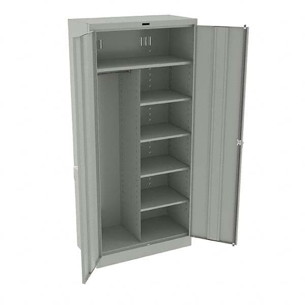 Tennsco - 6 Shelf Combination Storage Cabinet - Steel, 36" Wide x 18" Deep x 78" High, Light Gray - Benchmark Tooling