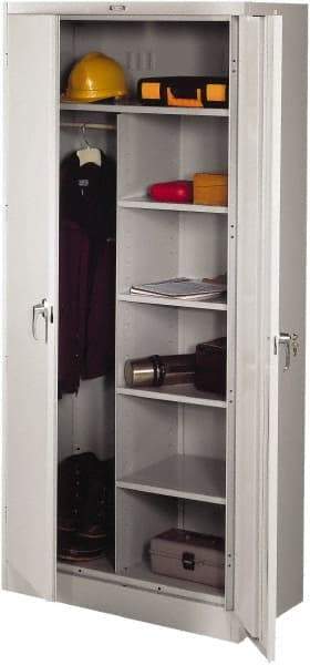 Tennsco - 6 Shelf Combination Storage Cabinet - Steel, 36" Wide x 24" Deep x 78" High, Light Gray - Benchmark Tooling