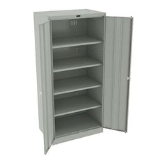 Tennsco - 5 Shelf Locking Storage Cabinet - Steel, 36" Wide x 24" Deep x 78" High, Light Gray - Benchmark Tooling