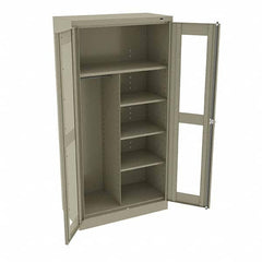 Tennsco - 6 Shelf Combination Storage Cabinet - Steel, 36" Wide x 18" Deep x 72" High, Sand - Benchmark Tooling