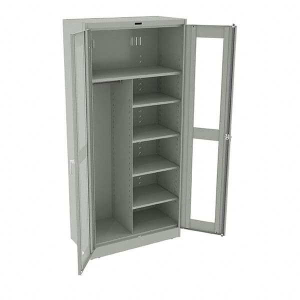 Tennsco - 6 Shelf Combination Storage Cabinet - Steel, 36" Wide x 18" Deep x 78" High, Light Gray - Benchmark Tooling