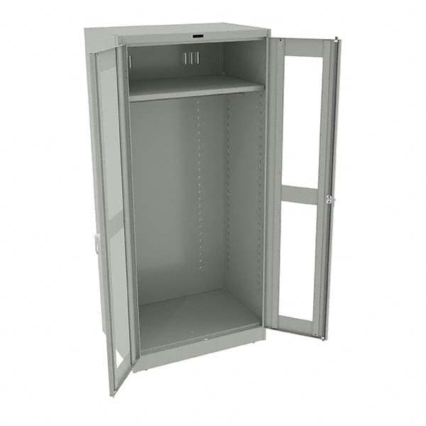 Tennsco - 2 Shelf Wardrobe Storage Cabinet - Steel, 36" Wide x 24" Deep x 78" High, Light Gray - Benchmark Tooling