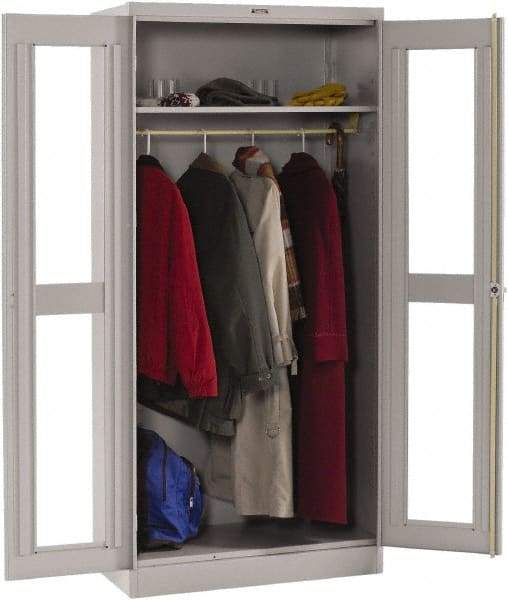 Tennsco - 2 Shelf Wardrobe Storage Cabinet - Steel, 36" Wide x 18" Deep x 78" High, Medium Gray - Benchmark Tooling