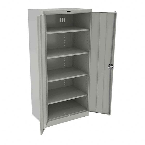 Tennsco - 5 Shelf Locking Storage Cabinet - Steel, 36" Wide x 24" Deep x 78" High, Light Gray - Benchmark Tooling